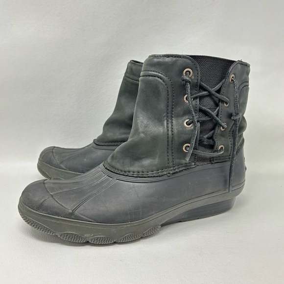 Sperry Top Sider Saltwater Wedge Spray Duck Boot Black STS80769 Women’s Size 10M - Picture 3 of 12